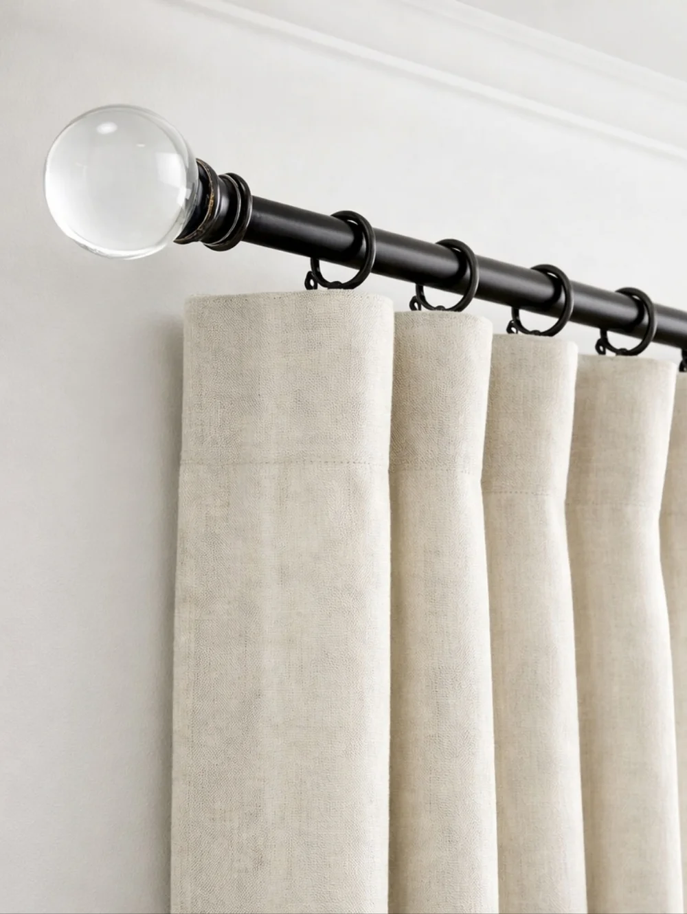 Pottery Barn Glass Ball Curtain Rod Finials Clear Globe Antique Bronze 1/4
